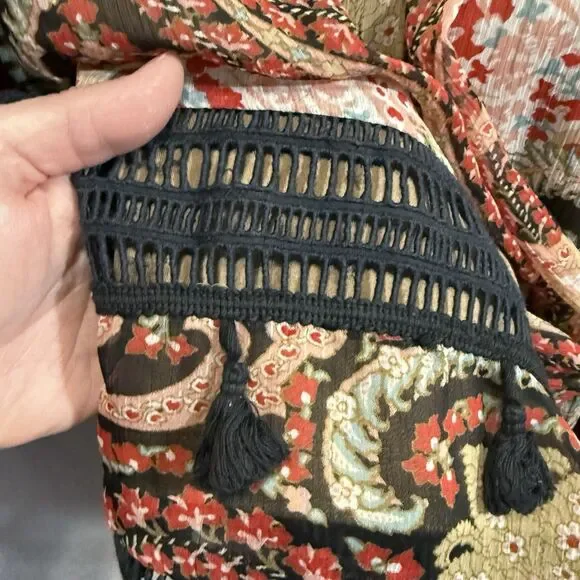 Anthropologie Ranna Gill Joss Kimono Dress Mini Paisley Boho Festival Size 4 - Picture 8 of 14